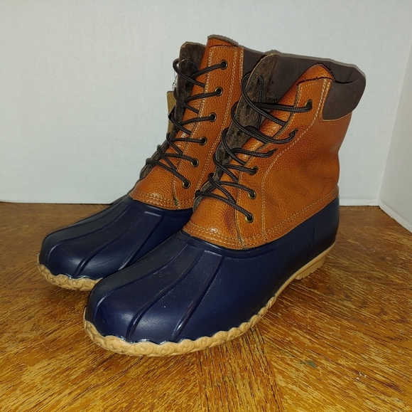 Weatherproof Vintage Men's Adam Duck Boots, Tan/Navy, 12M. Gently used in good s - Picture 1 of 9